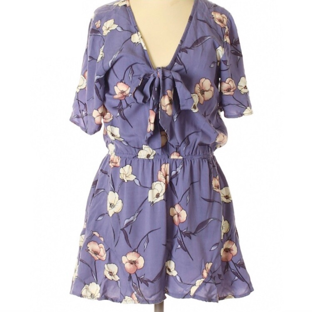 Band of Gypsies Indigo Blue Floral Romper size L